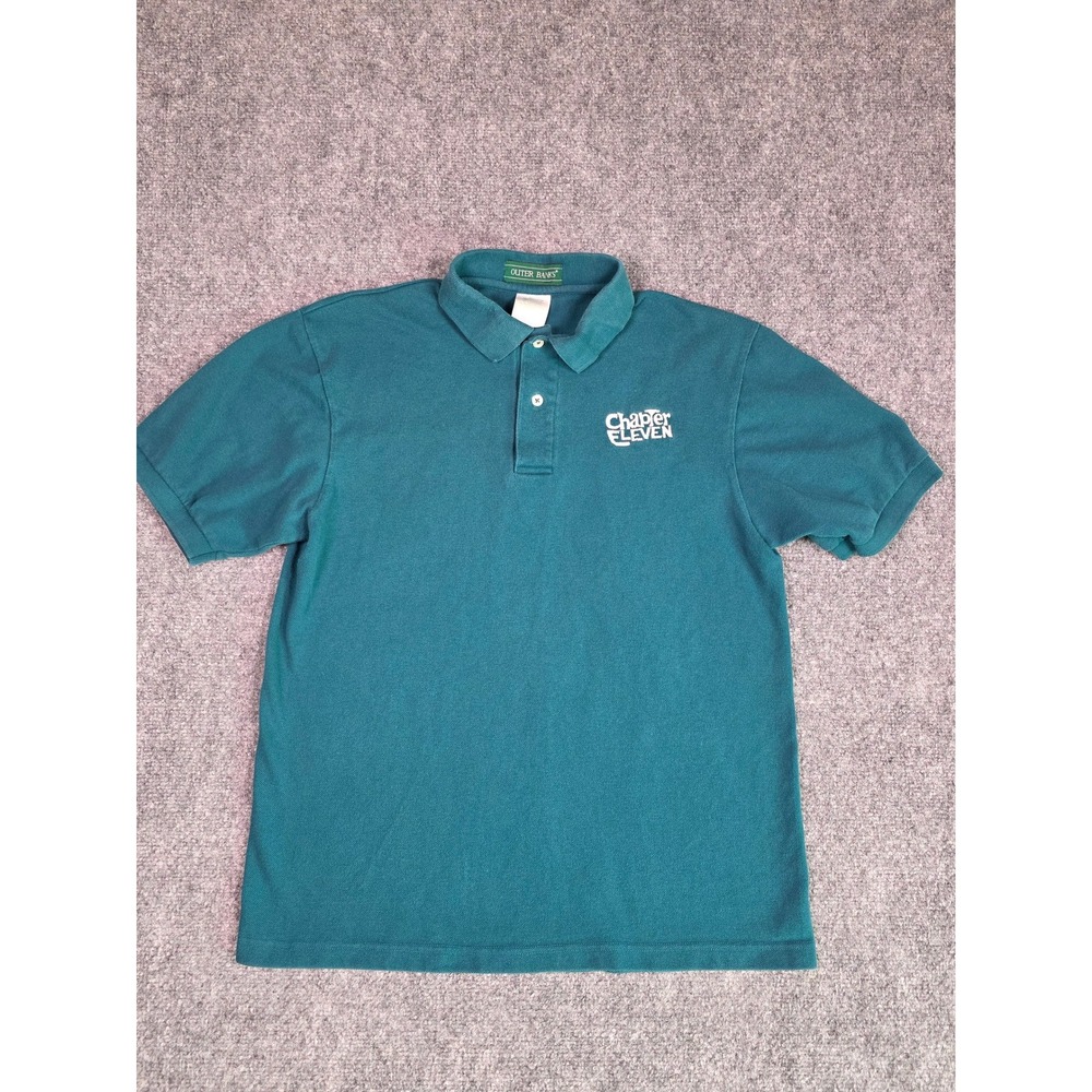 Vintage Outer Banks Polo Shirt Mens Medium Teal Green Chapter‎ Eleven